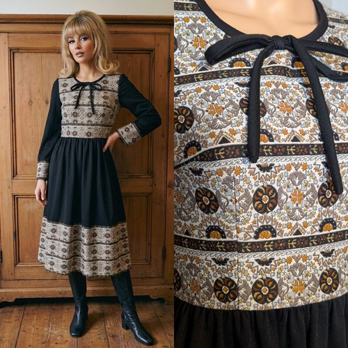 Vintage 70s black floral - vintage,