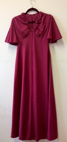 1970s burgundy maxi dress with - burgundy,