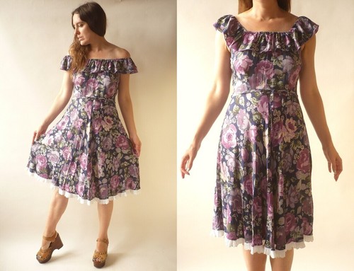 1970 vintage floral printed - floral,