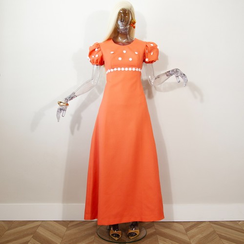 Vintage 1970s coral daisy maxi - vintage,