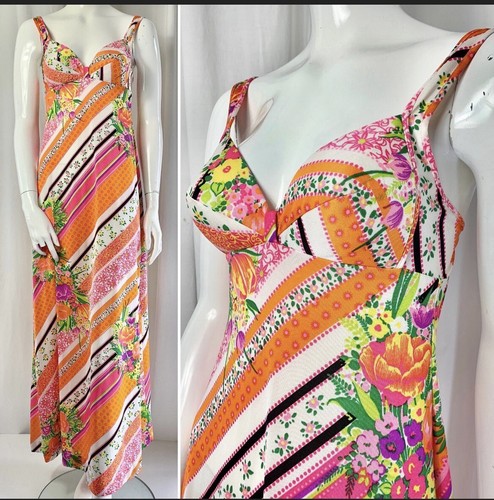 1970s stripe floral - stripe, maxi