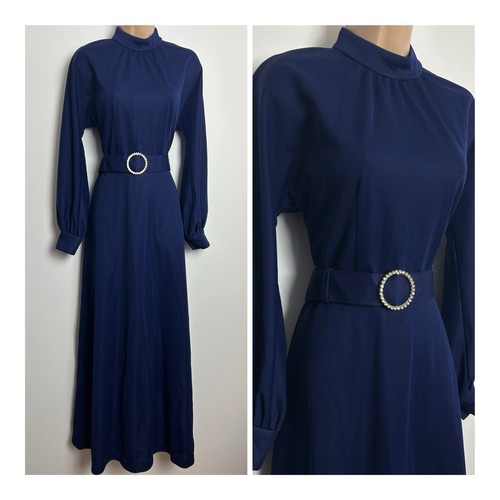 Vintage 1970s navy blue long - vintage,