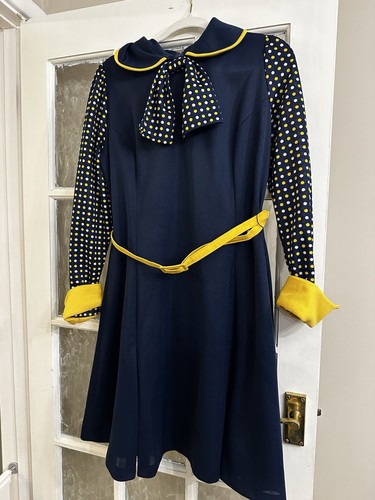 Vintage blue yellow - blue, dress