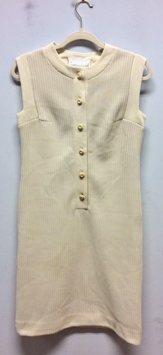 1970s cream crimplene pinafore - cream,