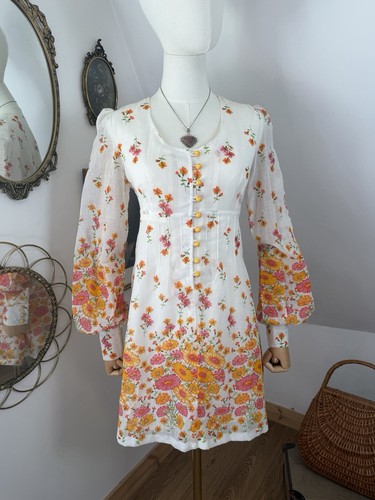 1960s 1970s floral cotton mesh - floral,