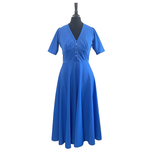 Vintage 1970s blue dress - dress, midi