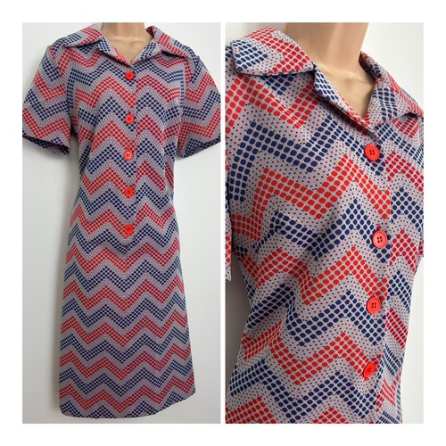 Vintage 1970s beige blue red - vintage,