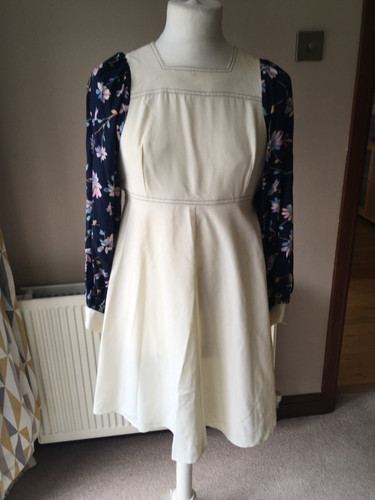 1970 cream navy dress - 1970's,