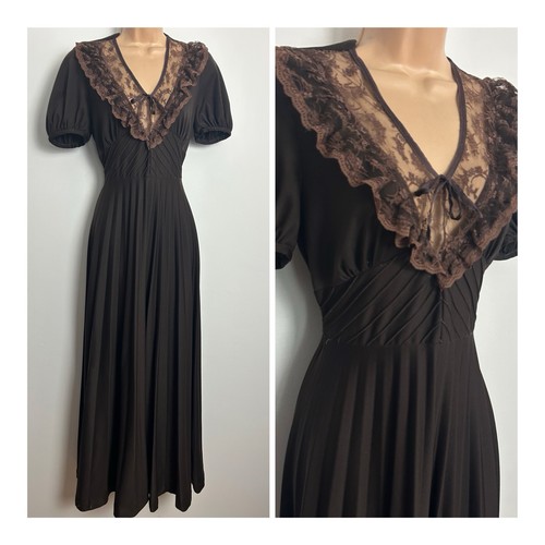 Vintage 1970s brown lace - vintage,