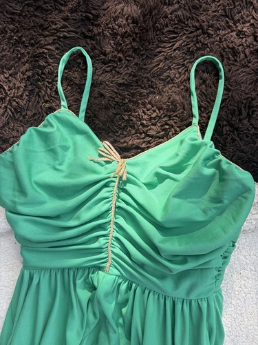 Vintage 1970s 80s green dress - green,
