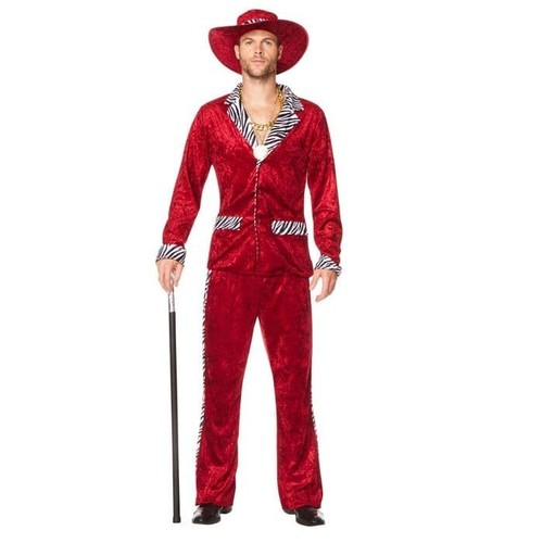 Mens 1970s red pimp suit - mens,