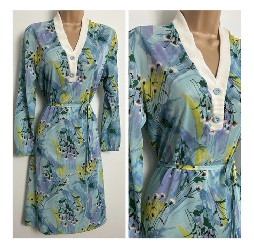 Vintage 1970s blue floral - vintage,
