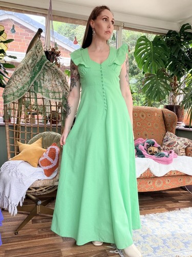 Vintage 1970s maxi dress green - 1970s,