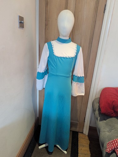 1970s vintage blue maxi dress - 1970s,
