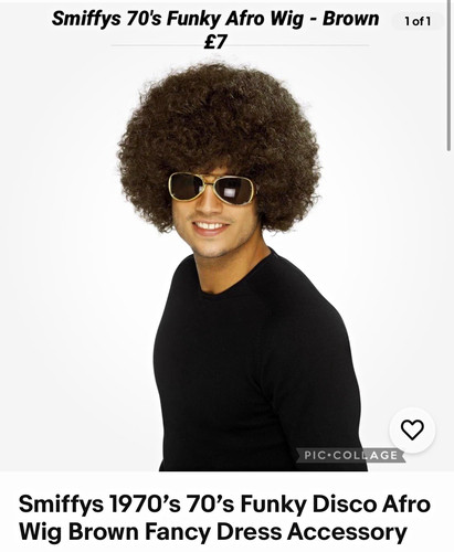 Smiffys brown afro costume wig - brown,