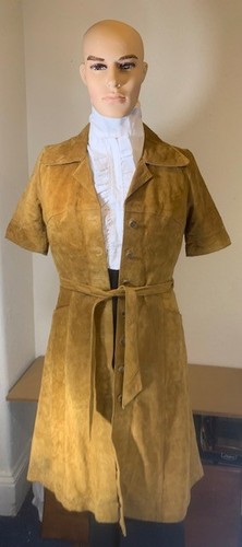 1970 suede dress mustard - suede,